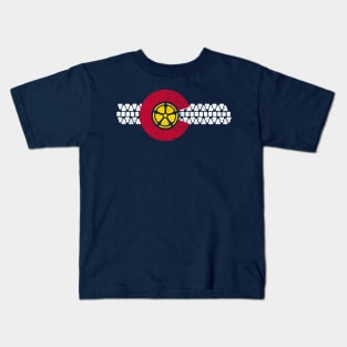 Bike Colorado State Flag Mountain Biking Art Gears Kids T-Shirt